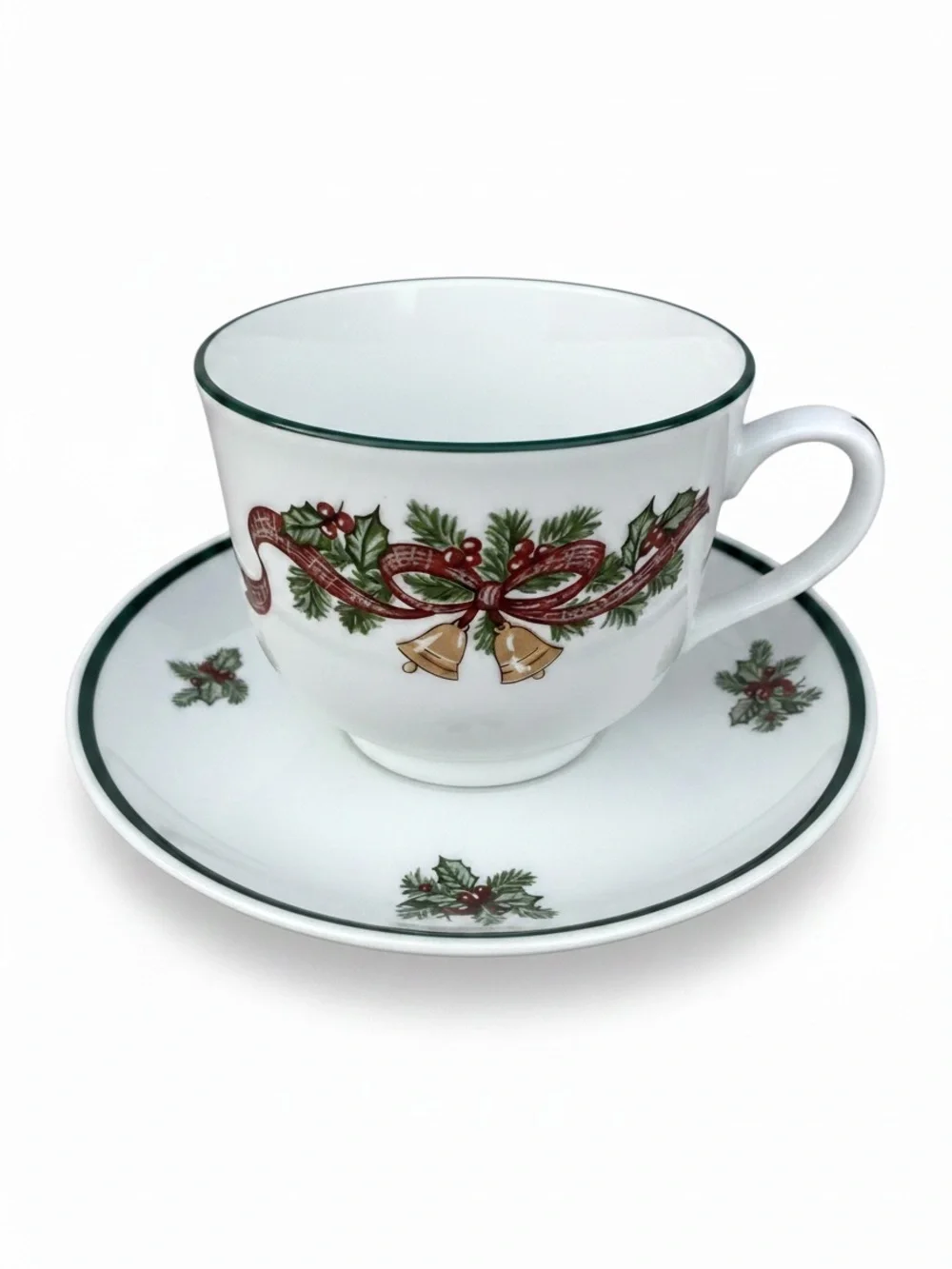 Johnson Brothers Victorian Christmas Holiday Bell Footed Cup & Saucer Set